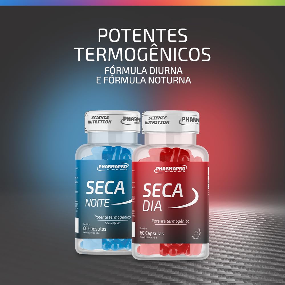 Termogenico Premium Dia e Noite Formula Noturna e Diurna Com e Sem Cafeina Potes 60 Capsulas Materia Prima Importada