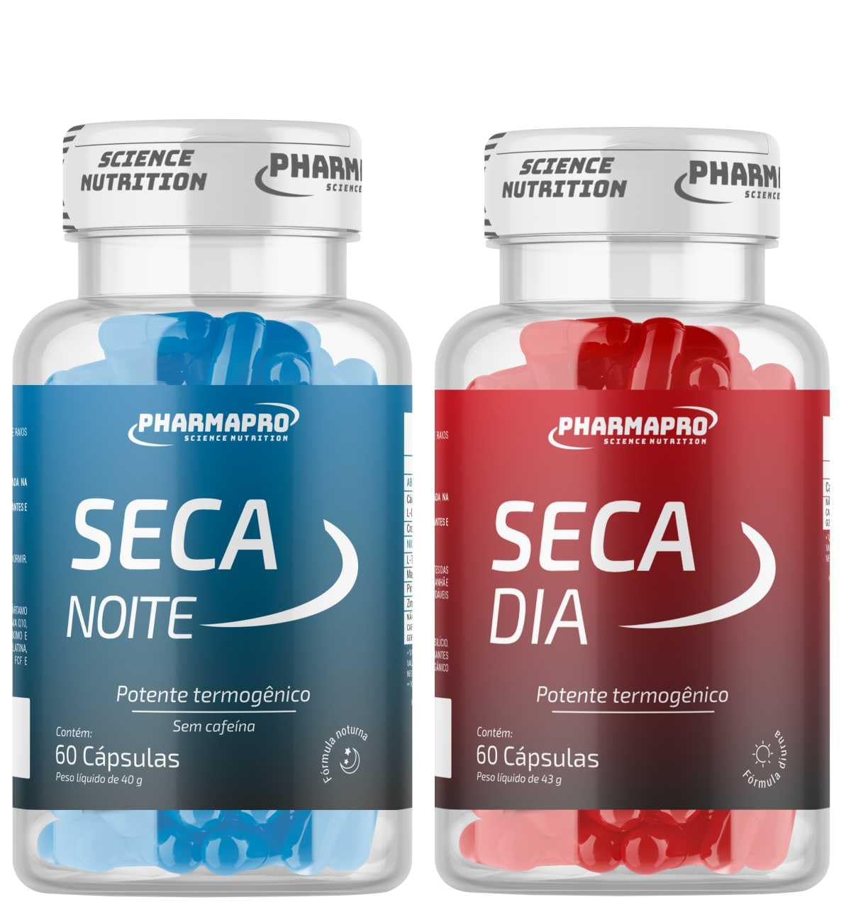 Termogenico Premium Dia e Noite Formula Noturna e Diurna Com e Sem Cafeina Potes 60 Capsulas Materia Prima Importada